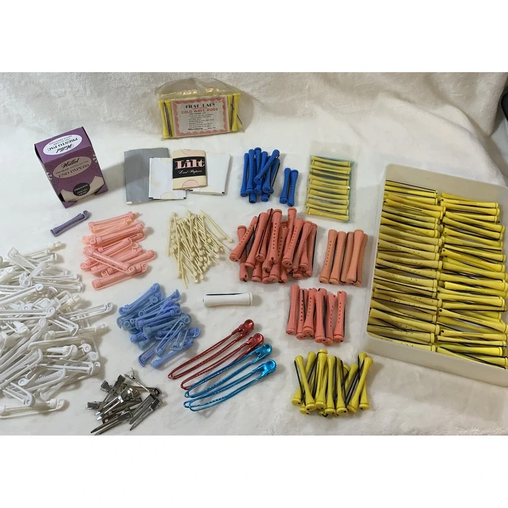 Vintage Toni Hair Perm‎ Rods Swing Arm Spin Curlers Willat Tilt End Papers Clips